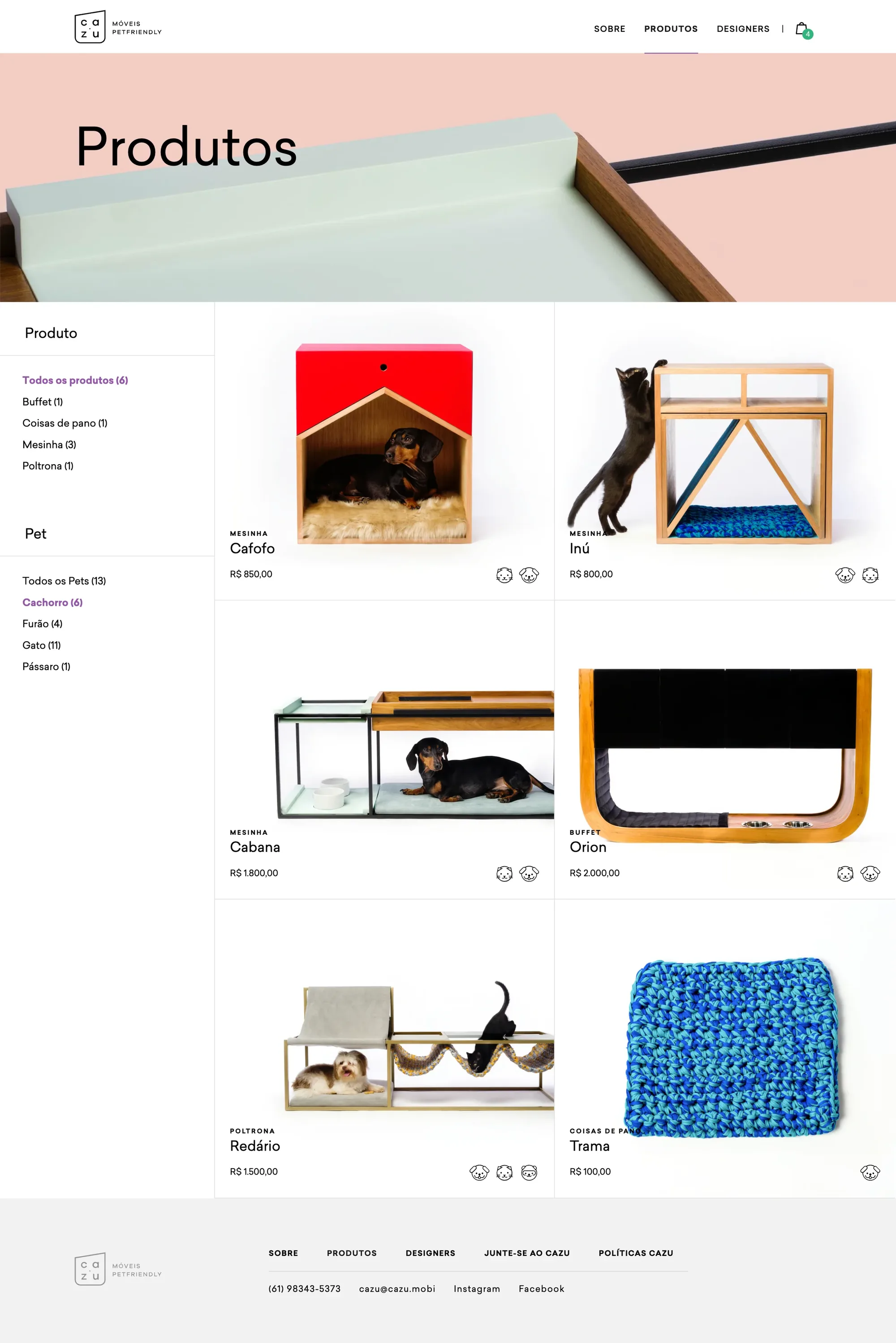 A live Cazu storefront screen.