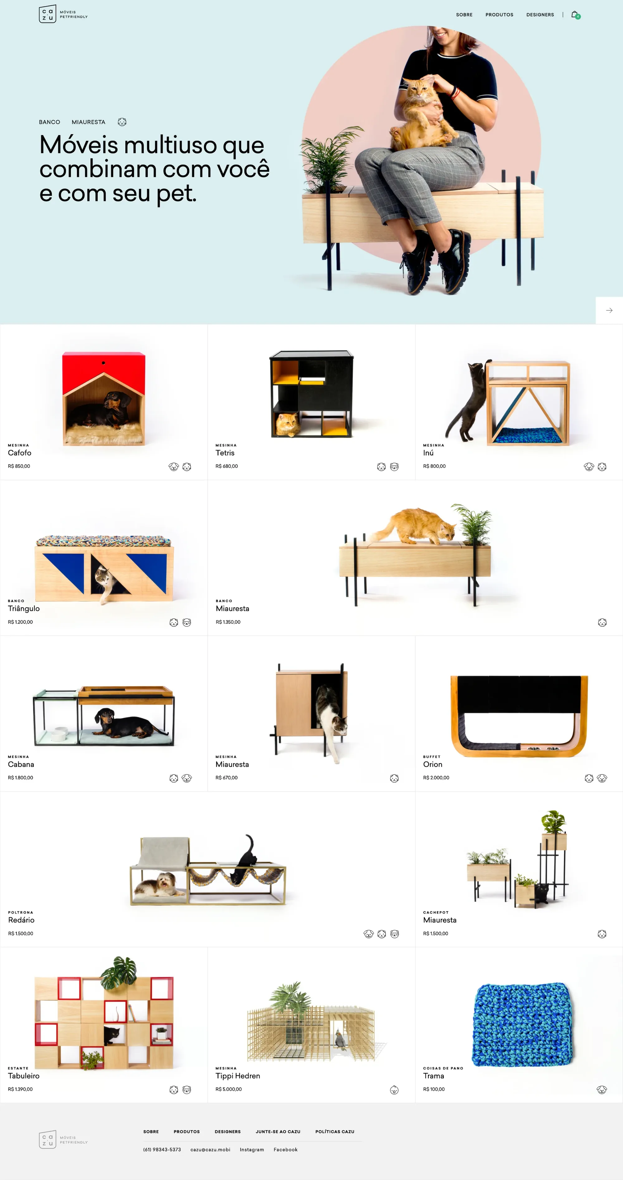 A live Cazu storefront screen.