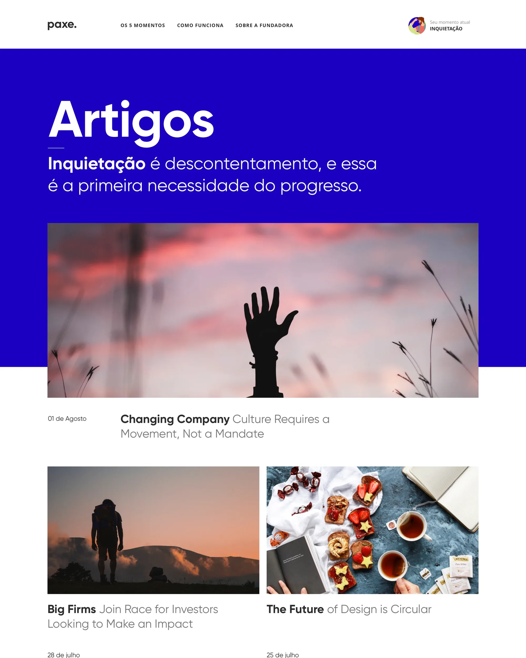 The articles hub — editorial content supporting each moment.